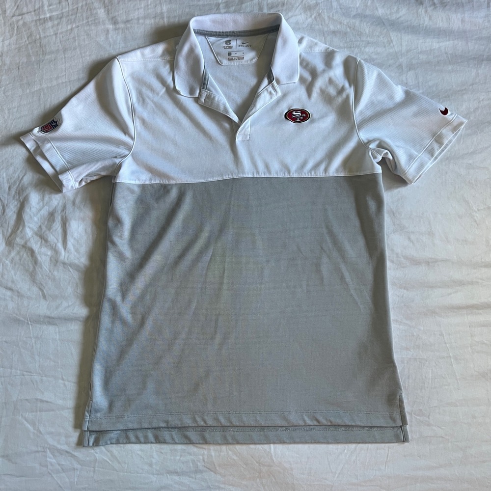 Nike NFL 49ers Dri-FIT Polo Shirt Mens Medium White Grey Colorblock - Picture 8 of 9
